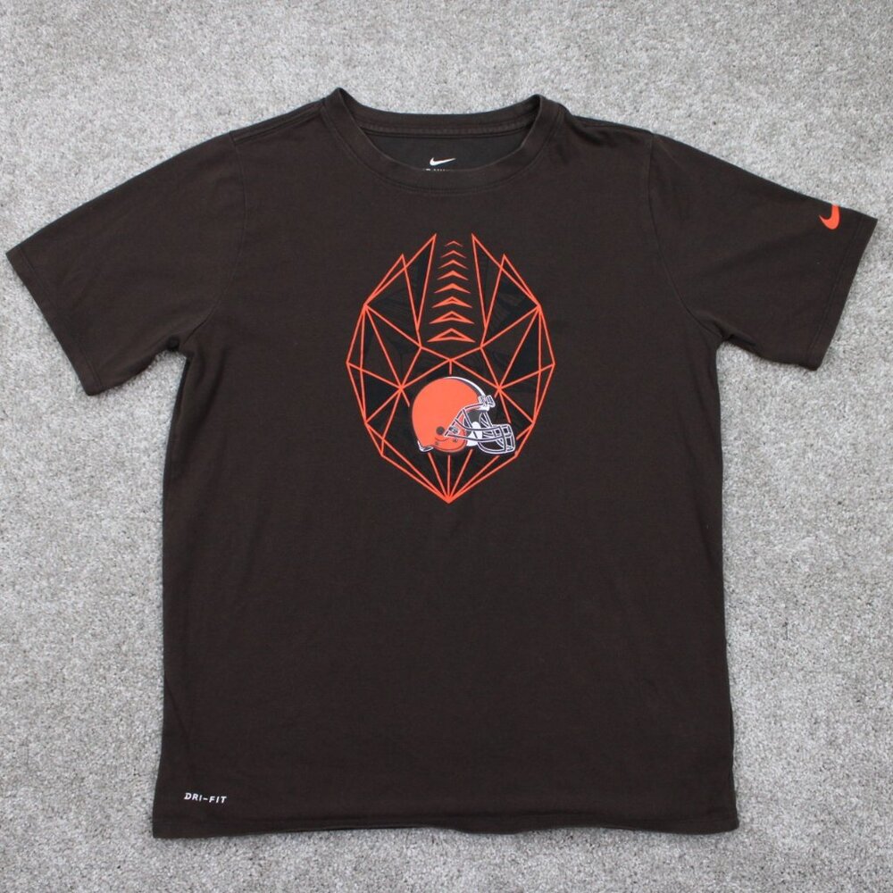 Nike Cleveland Browns Shirt Youth Large Brown Dri-Fit NFL Cotton/Poly S/S